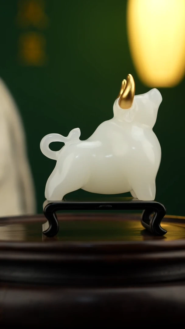 玉【牛气冲天】天然玉石摆件