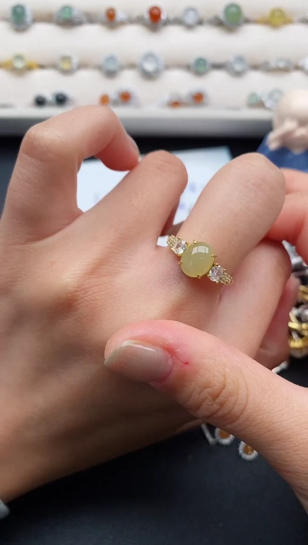 银S925镶嵌戒指翡翠缅甸天然A货翡翠111  2-1