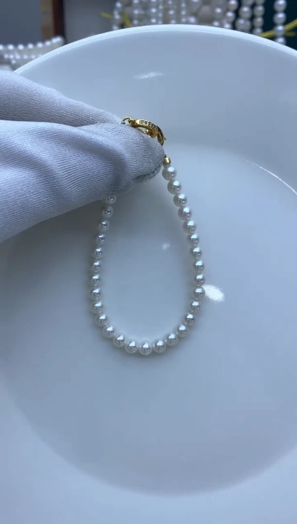 【闪购商品】淡水珍珠手链银S925镶嵌5-6