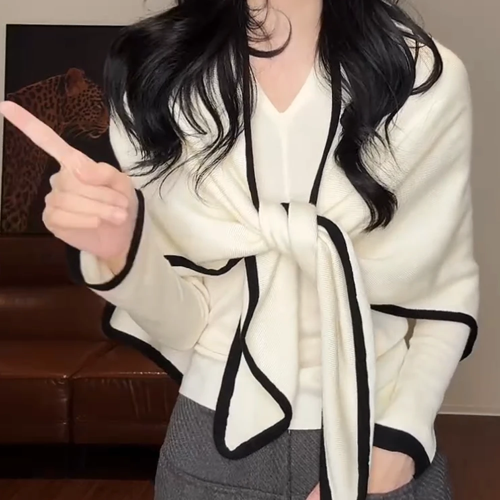 真两件三角披肩设计感针织衫C6072