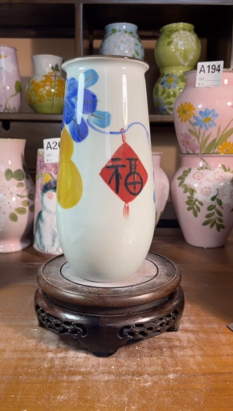 瓶景德镇手绘陶瓷花瓶—无孔：高*口