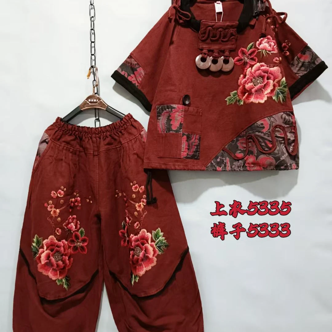 民族风绣花套装两件套原创设计复古2025春装新品