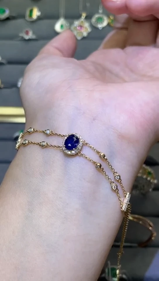 手链蓝宝石18K金镶嵌1.01ct