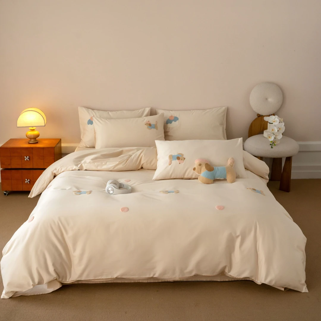 【云宿】100S新疆长绒棉抗菌A类毛巾绣可爱四件套