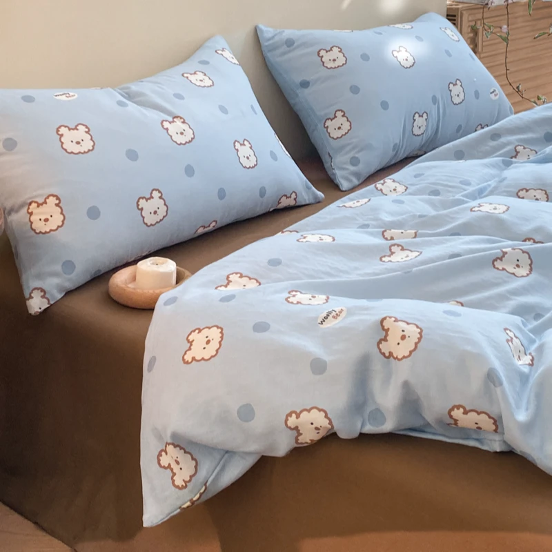 A类母婴级小狗波比双层纱床上四件套纯棉100%全棉被套床单床笠1.8