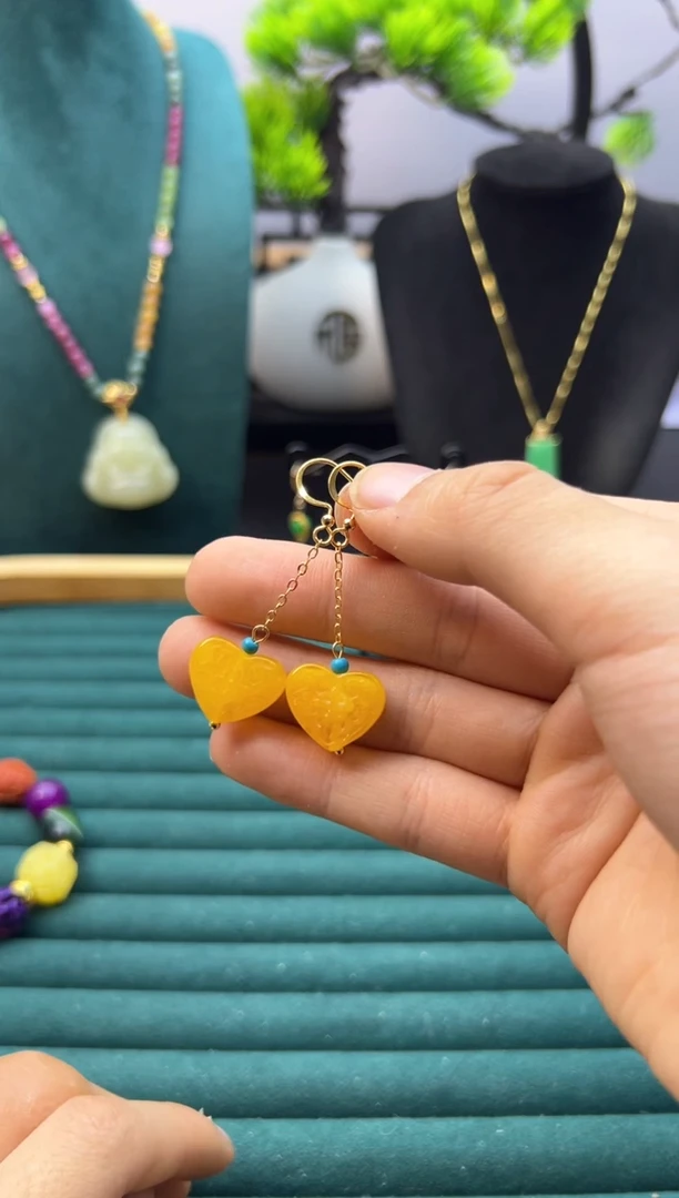 【闪购商品】蜜蜡耳饰14K金镶嵌E209