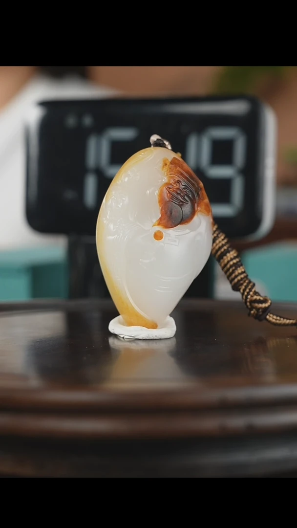 和田玉未镶嵌挂件洪新华作品财神