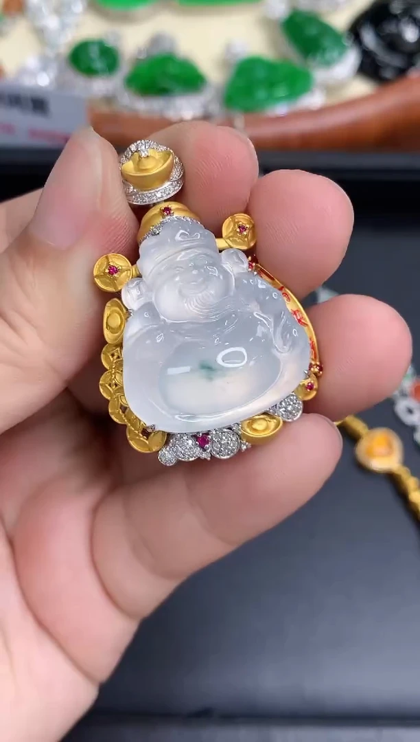 颈饰18K金镶嵌翡翠701-中国好珍宝