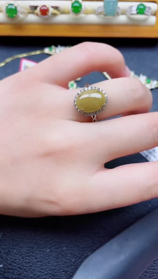 银S925镶嵌戒指翡翠1