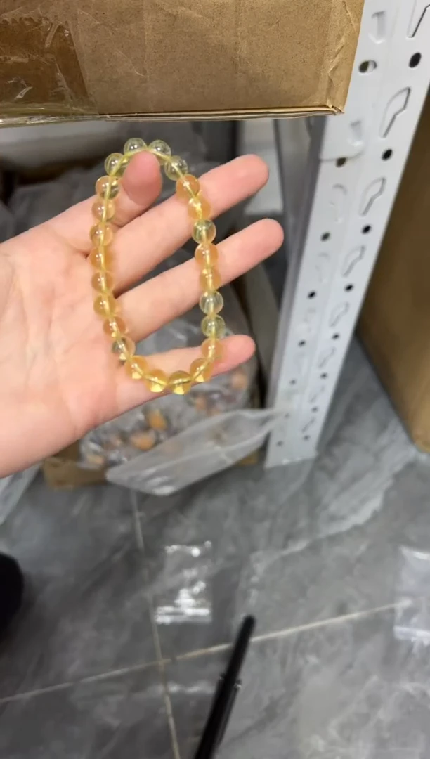 【闪购商品】水晶手链未镶嵌黄水晶圆珠素圈手链[1077]