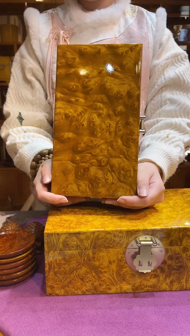 香樟木黄金樟满留疤中号首饰盒25公分