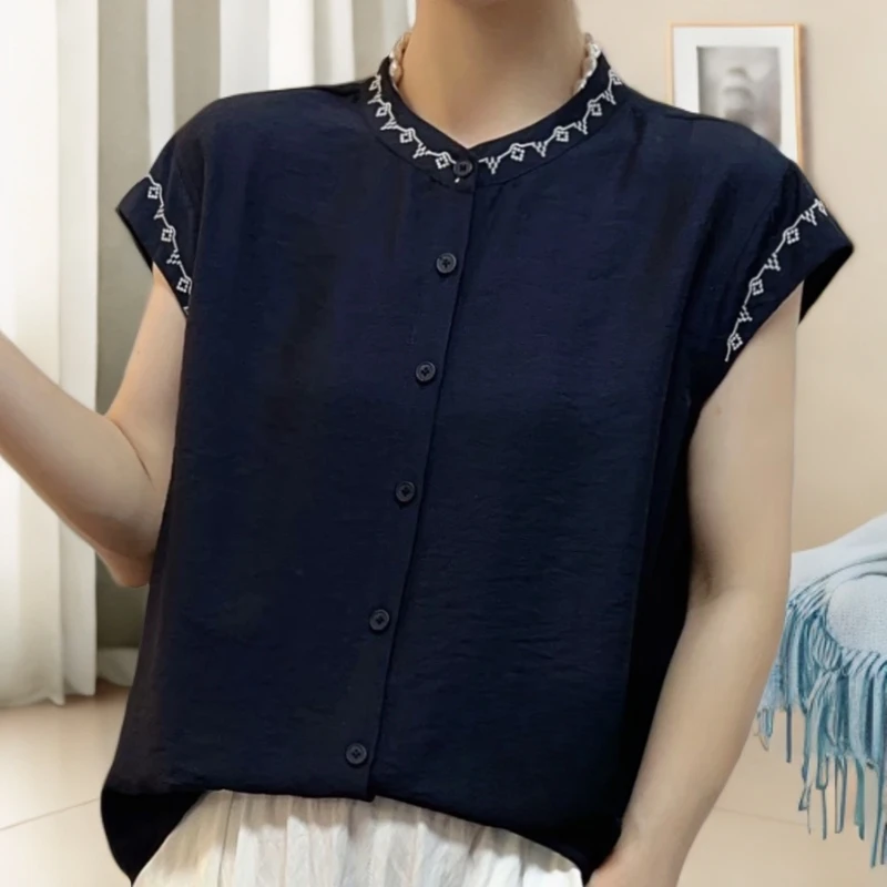 【小妹轻奢女装】夏季清凉透气气质百搭小个子穿搭圆领T恤衬衣2922