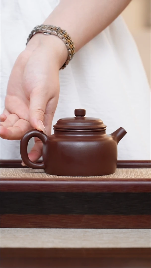 紫泥德钟200cc宜兴手工紫砂壶