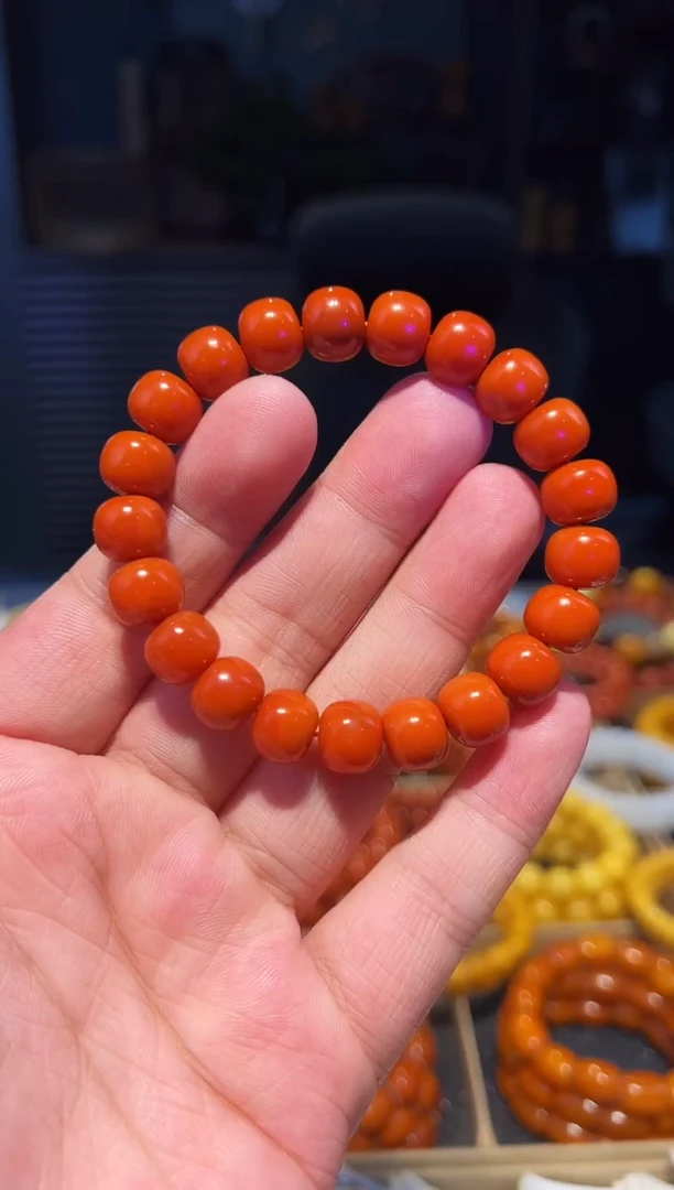 未镶嵌手串南红玛瑙10+老型柿子黄