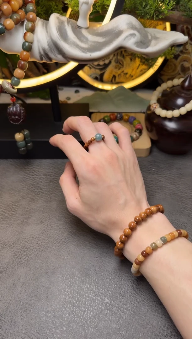 未镶嵌库克吊坠库克翡翠圆珠戒指