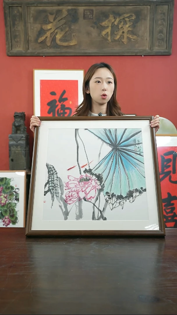 【闪购商品】书法手绘60*60-Z55荷花-桐木