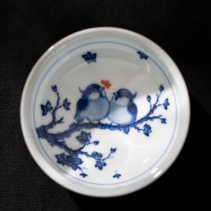 【栗子严选】团窑胖山雀矮炉杯 ty393 陶瓷纯手工手绘主人杯茶道