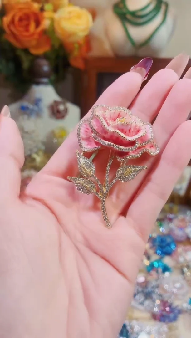 合成立方氧化锆铜合金粉色玫瑰