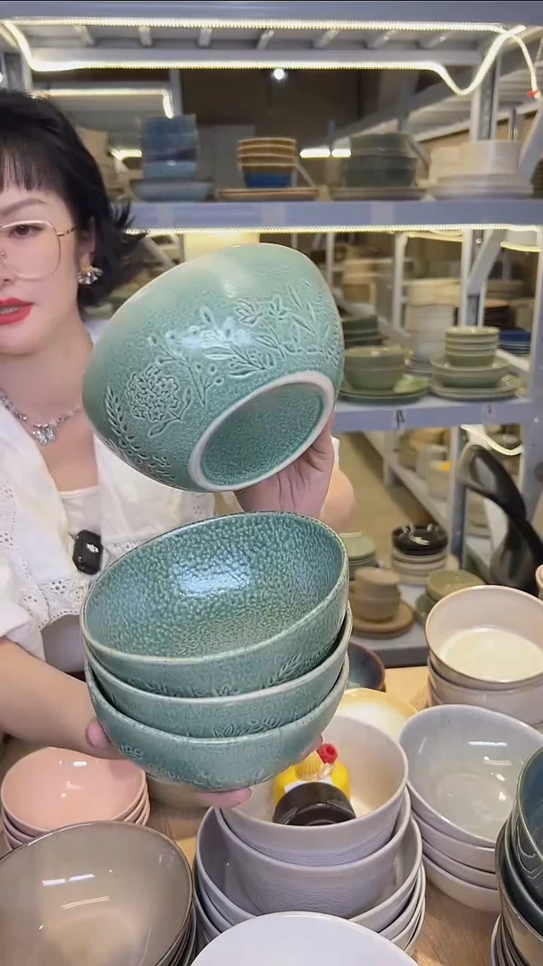 瓷124外贸尾货高温釉下彩陶瓷餐具默认微瑕