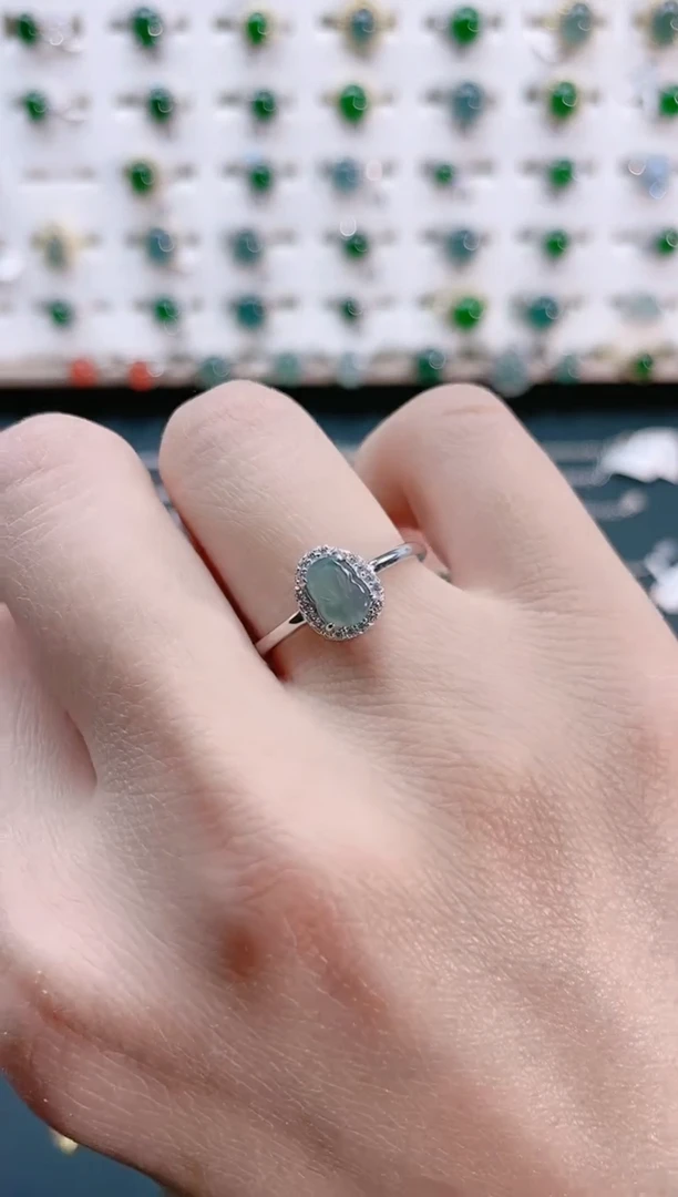 【闪购商品】翡翠戒指银S925镶嵌天然翡翠