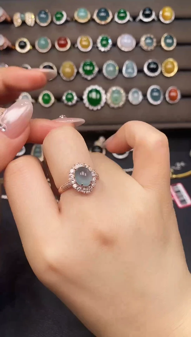 银S925镶嵌戒指翡翠879987