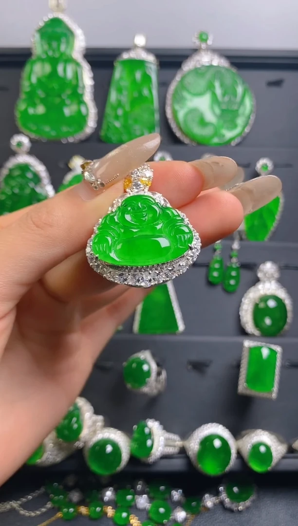 翡翠银S925镶嵌吊坠(赠链)佛公吊坠