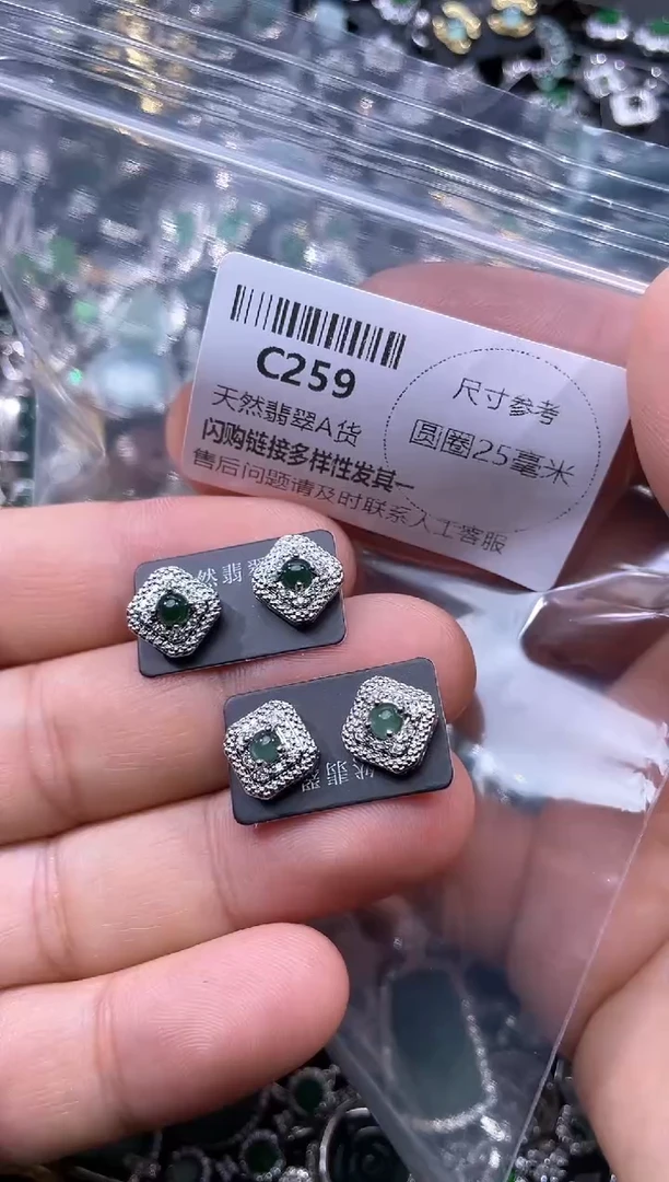 【闪购商品】翡翠颈饰未镶嵌C259耳钉 多样性发其一