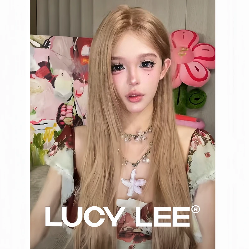 LUCYLEE【免修剪-奶茶灰金】精修奶茶灰金色假发全头套小圆圆不圆