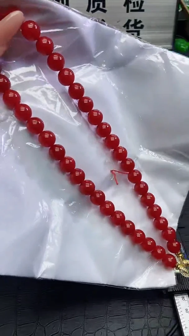 项链未镶嵌翡翠翡翠满红12mm项链r05