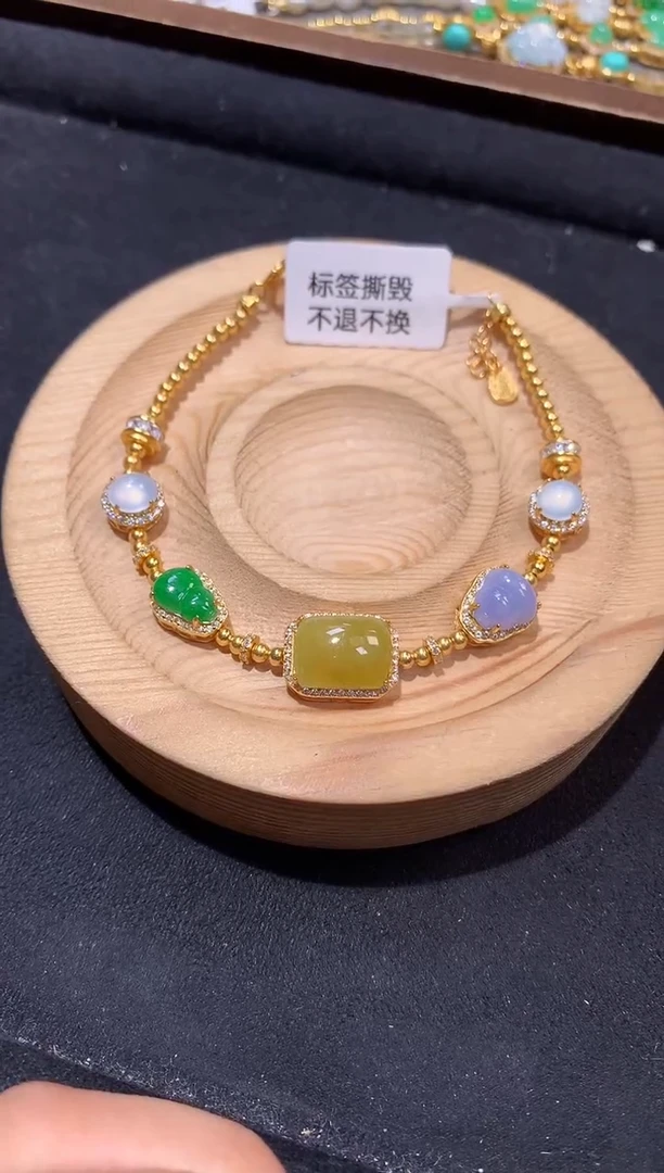 银S925镶嵌手串翡翠手链