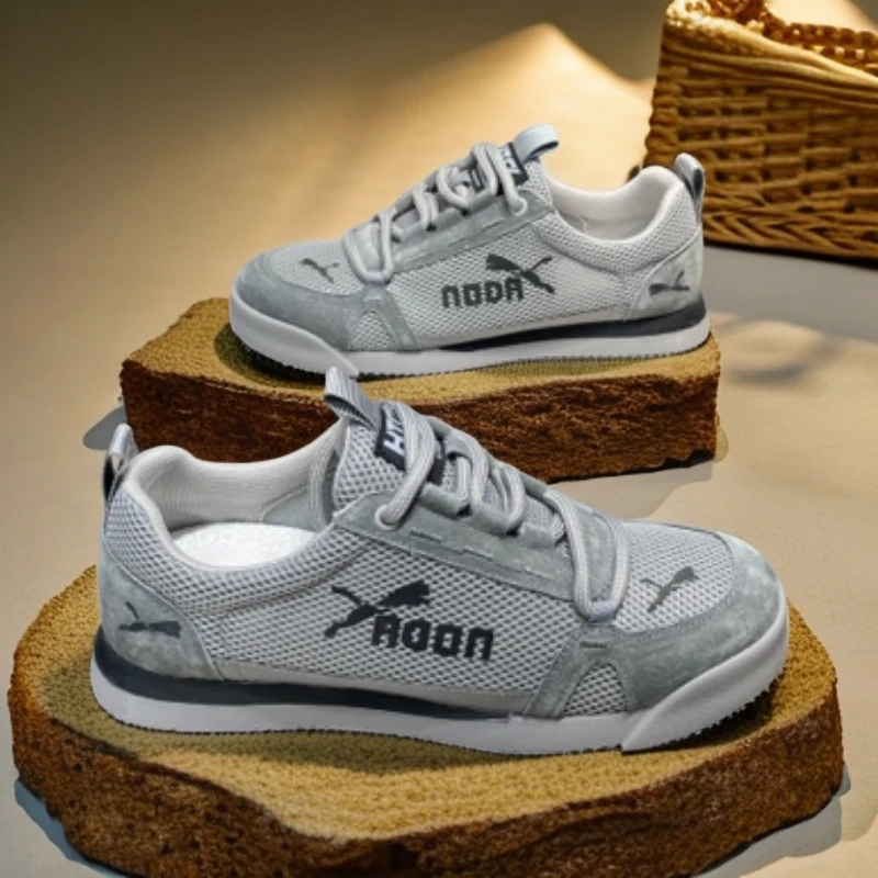 25年新款夏季透气舒适休闲软底百搭轻便软底舒适网面拼色系带男鞋