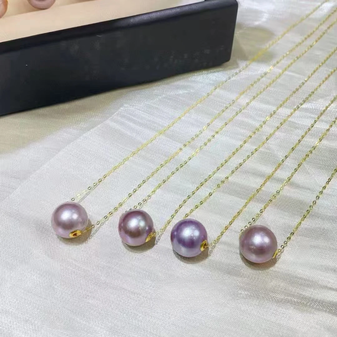 【万紫千红】天然淡水紫色路路通11-13mm18k金贴片多样性发一不带证