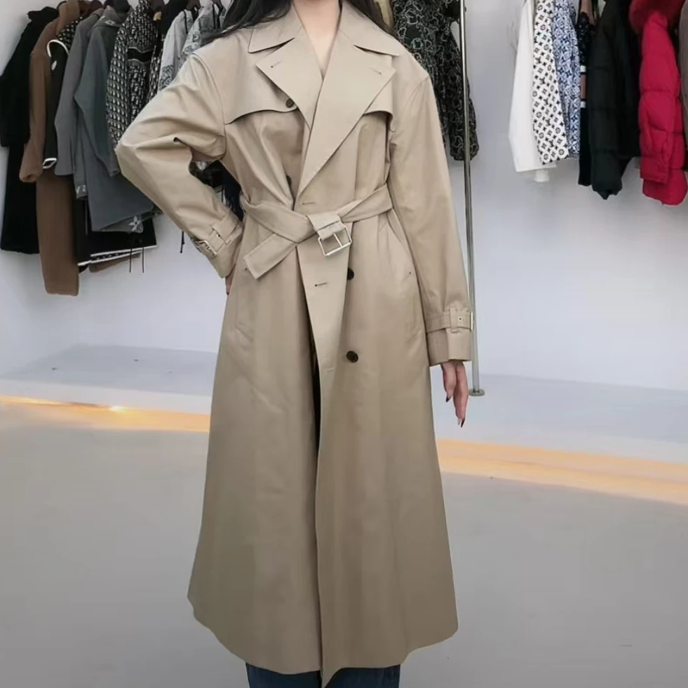 全新未使用 DIOR/迪奥 大翻领内里满印带腰带 长款风衣/38