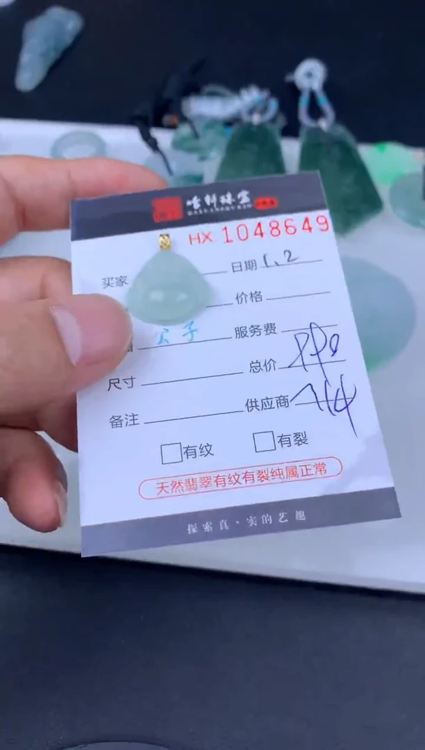 未镶嵌挂件翡翠X**。哈轩  挂件1