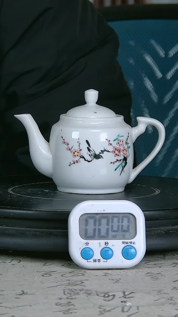 陶粉彩精绘花鸟图壶