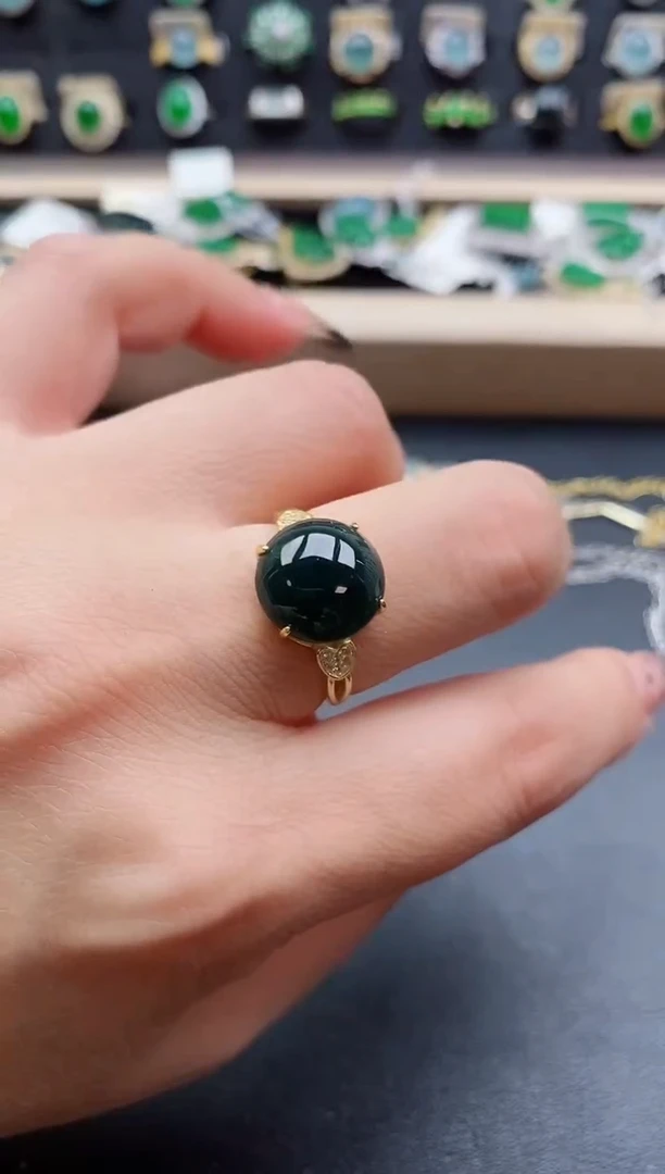 银S925镶嵌戒指翡翠1