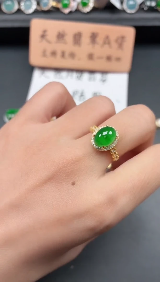 银S925镶嵌戒指翡翠11