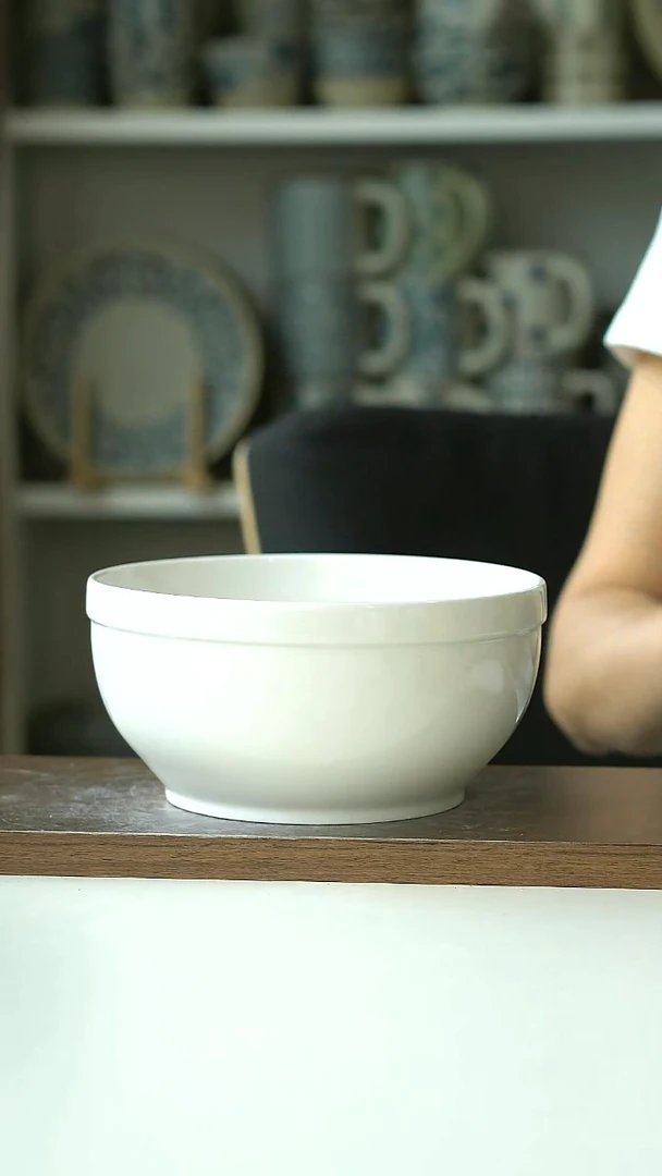 微瑕蛋白釉面碗16cm@7-7@