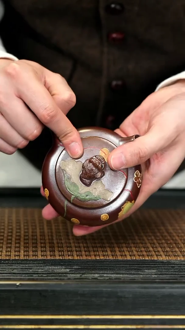 【闪购商品】紫砂茶壶27金蟾侧把 柴烧