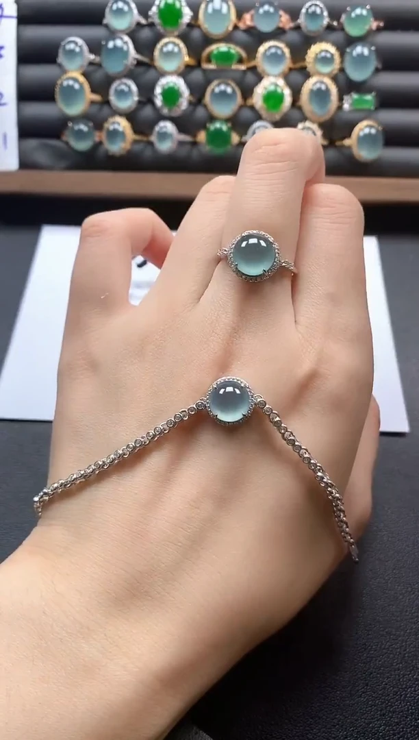 银S925镶嵌戒指翡翠51511