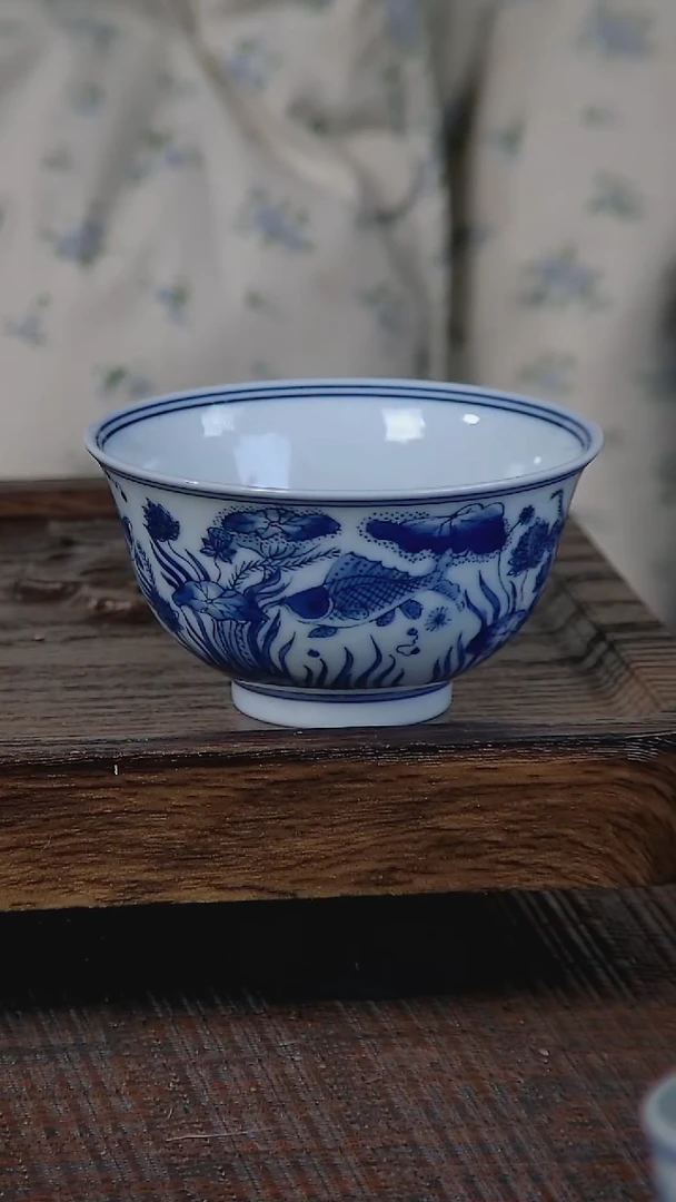 【闪购商品】折葵非器手工手绘鱼藻撇口杯