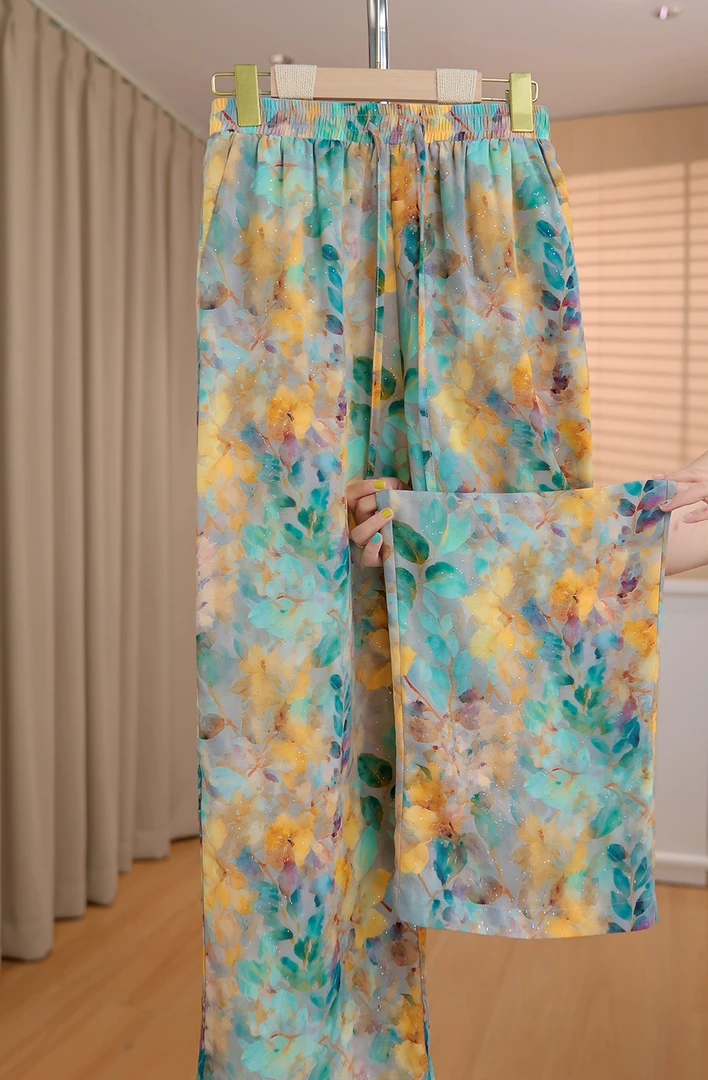 杭州正品夏季新款凉快透气时尚休闲带口袋阔腿长裤15027空空3