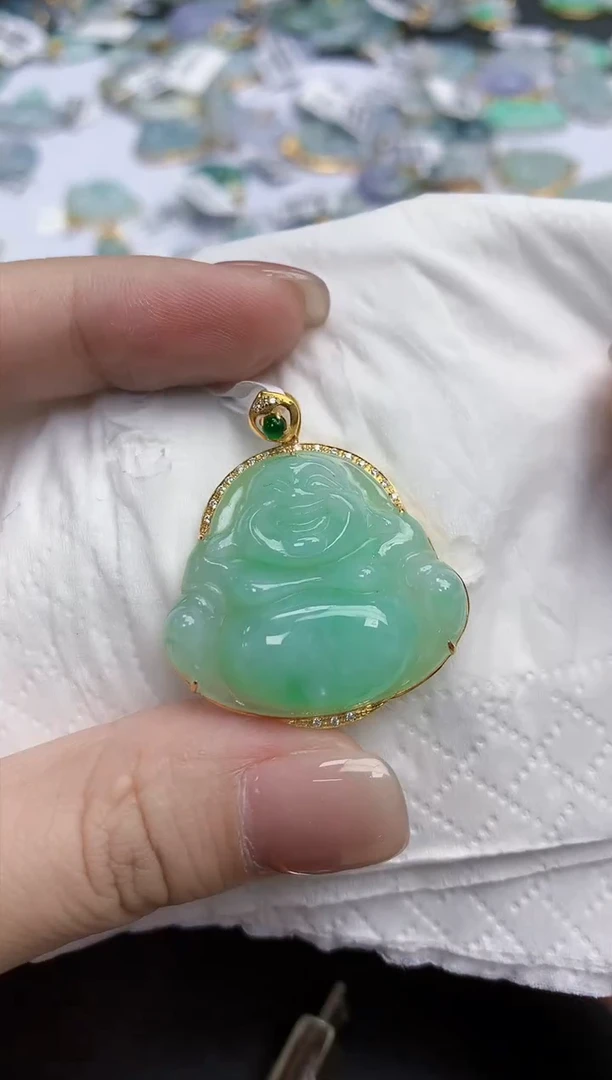 【闪购商品】翡翠颈饰18K金镶嵌天然缅甸翡翠A货