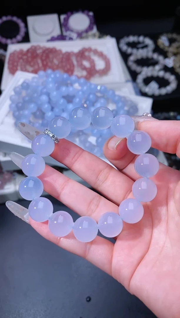 【闪购商品】玛瑙/玉髓手链合金38.2蓝玉髓手串 多样性发其一