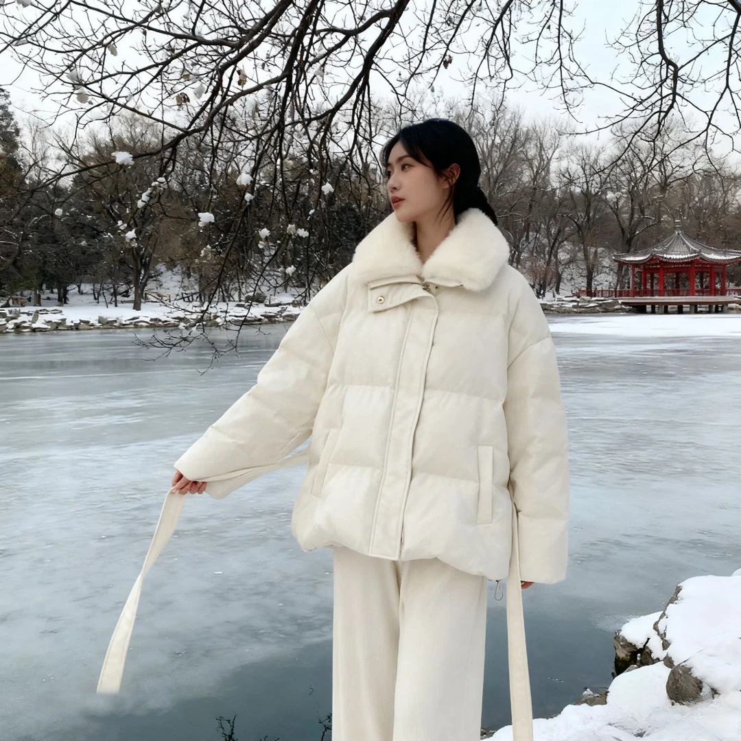 【奢宠】静奢风冬季水貂羊绒羊毛鹅绒服品质女装新款高端羽绒外套