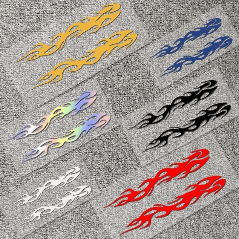 反光七彩炫酷火焰条车贴摩托车贴纸电动车贴地平线街车侧面防水贴