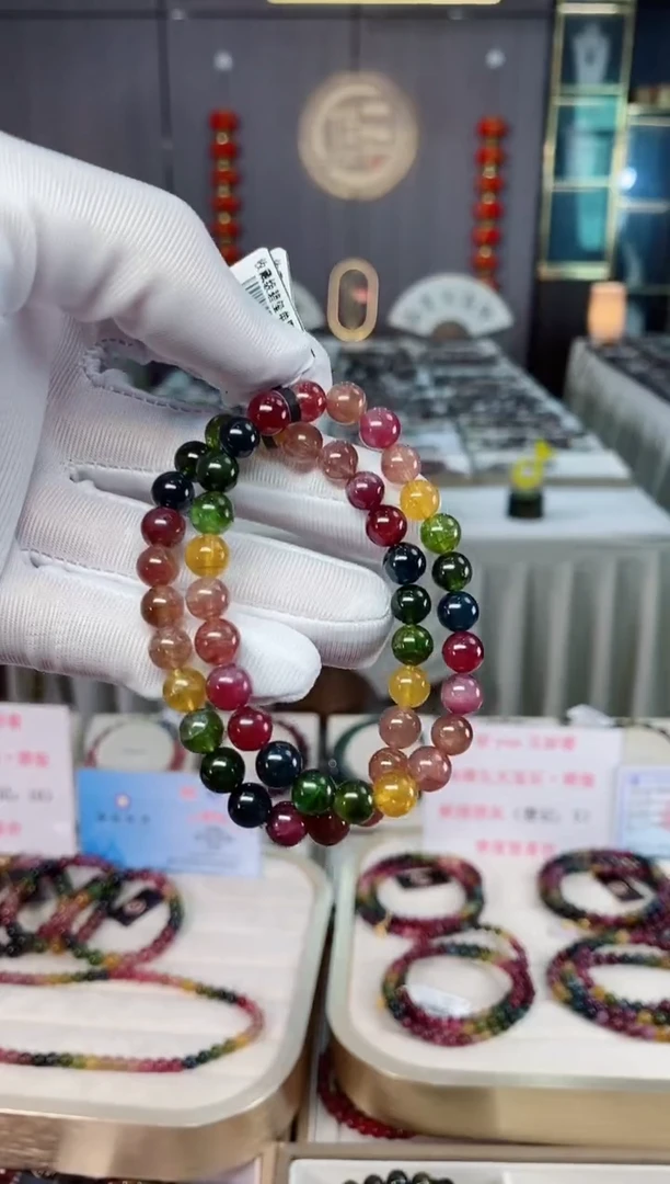 未镶嵌透体老矿碧玺单圈手串6mm+碧玺xion多样性发一条