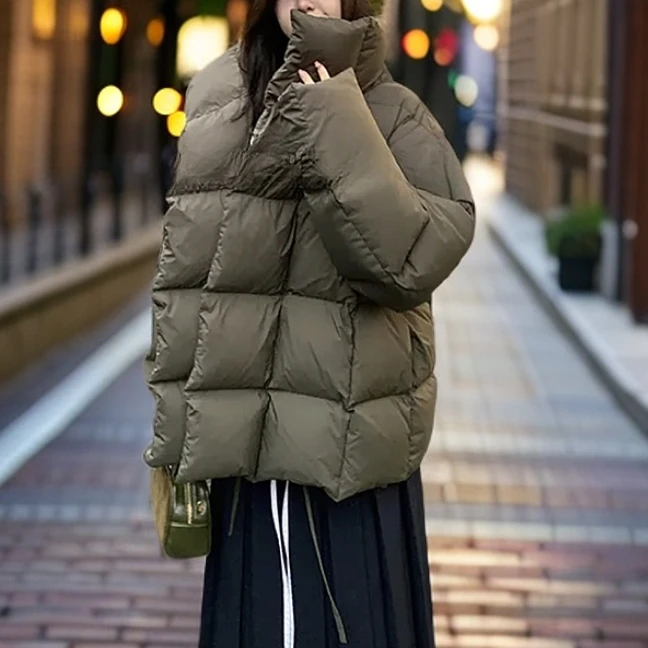 “奶油泡芙”蓬松轻盈白富美廓形棉服时尚百搭