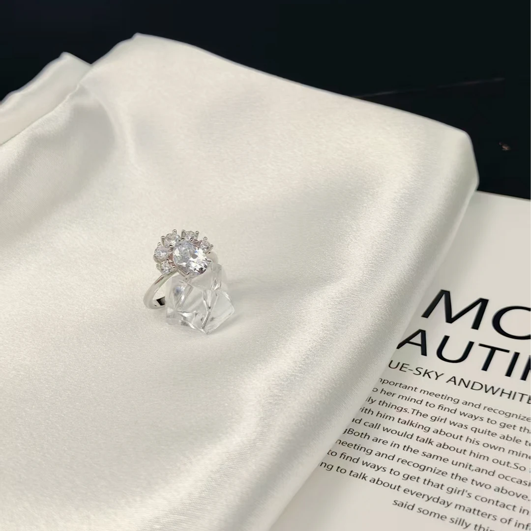 925银锆石戒指 S925猫爪银戒指个性简约小众百搭时尚高端银饰品