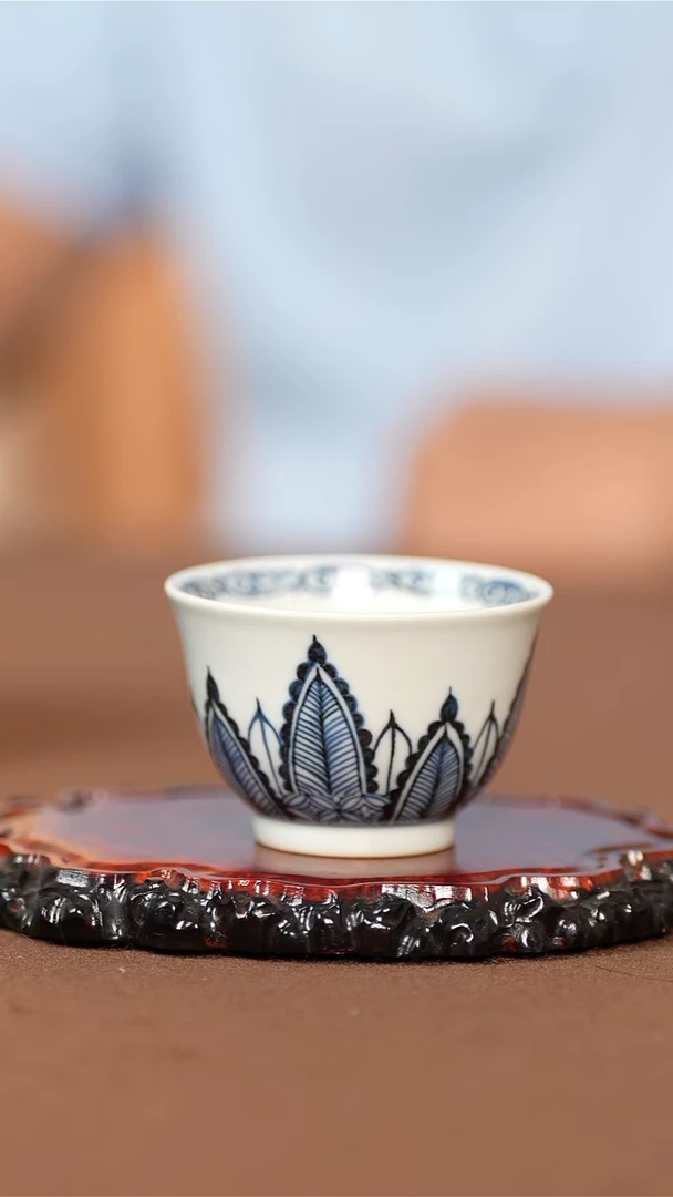 景德镇全手工全手绘芭蕉叶单杯